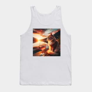 Cute orange cat dream date on sunset Tank Top